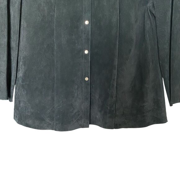 Yansi Fugel Womens Western Snap Button Pig Suede Shirt Sz L Shacket Boho Cowgirl - Picture 4 of 12